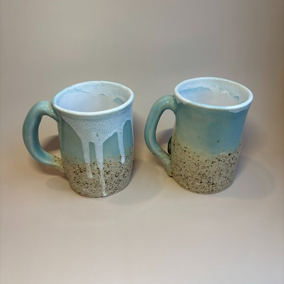 Drip Glaze Pottery Mugs Beach Theme Handmade Mugs Coastal Pottery Beach-Inspired - Picture 2 of 12